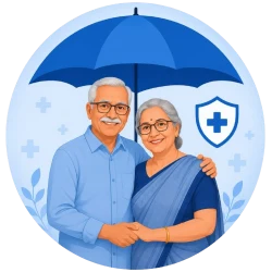 Senior citizen health insurance plan - Elderly Indian couple protected under insurance umbrella