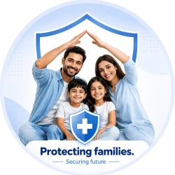 Indian family protected by health insurance - Protecting families securing future